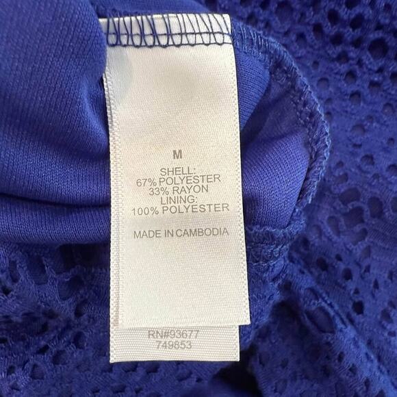 Bisou Bisou NWT Royal Blue Crochet HighNeck Gold Chain Romper Womens Size Medium - Picture 8 of 8